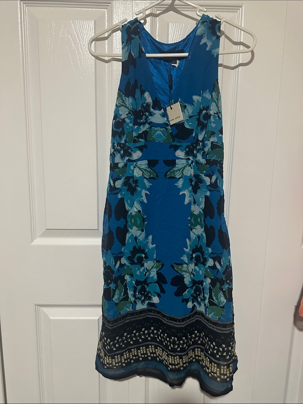 Sleeveless Blue Floral Fit-and-Flare Mini Dress NWT